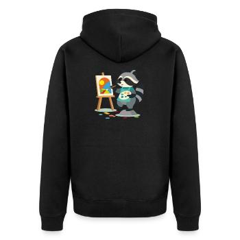 Creative raccoon for art lovers young and old - Unisex Premium Organic Zip Hoodie - black - Back - Nico (187cm)