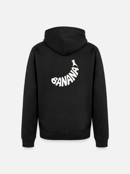 Banana Fruit Word Art - Unisex Premium Organic Zip Hoodie - black