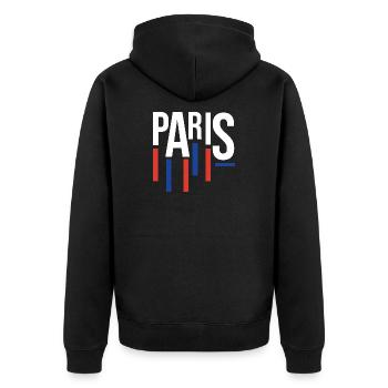 Paris Typography with Flag Accents - Unisex Premium Organic Zip Hoodie - black - Back - Nico (187cm)