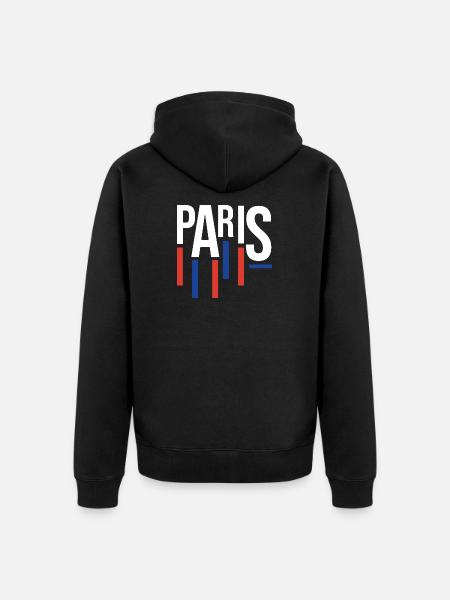 Pariser Typografie mit Flaggenakzenten - Unisex Premium Bio Zip Hoodie - Schwarz