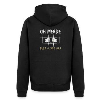Sie sagte, dass das Engagement für den Heiratsantrag - Unisex Premium Bio Zip Hoodie - Schwarz - Hinten - Nico (187cm)