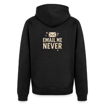 Humorvolle E-Mail Nie Design, Mitarbeiter - Unisex Premium Bio Zip Hoodie - Schwarz - Hinten - Nico (187cm)