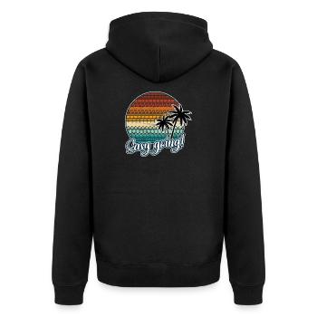 FUCK THIS SHIT versteckte Sarkasmus Botschaft - Unisex Premium Bio Zip Hoodie - Schwarz - Hinten - Nico (187cm)