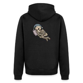 Skeleton with Santa hat - Unisex Premium Organic Zip Hoodie - black - Back - Nico (187cm)