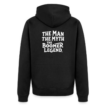 Der Mann Der Mythos Die Boomer-Legende Stolzer Boo - Unisex Premium Bio Zip Hoodie - Schwarz - Hinten - Nico (187cm)