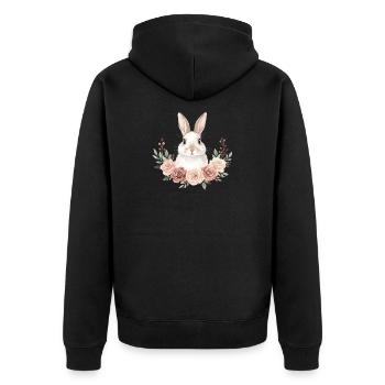 Kaninchen - Unisex Premium Bio Zip Hoodie - Schwarz - Hinten - Nico (187cm)