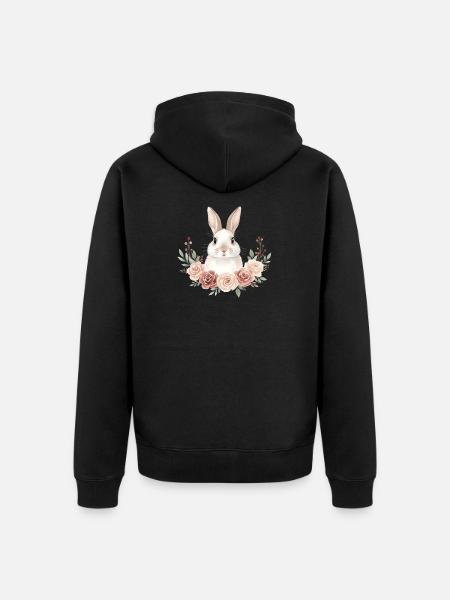 Rabbit - Unisex Premium Organic Zip Hoodie - black
