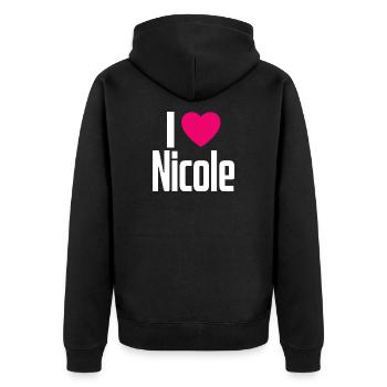 I Love Nicole Pink Heart I Love Nicole - Unisex Premium Organic Zip Hoodie - black - Back - Nico (187cm)