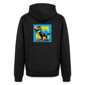 Dinosaurier - Unisex Premium Bio Zip Hoodie - Schwarz - Hinten - Nico (187cm)