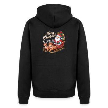 Weihnachtsmann Rentier Schlitten Merry Christmas - Unisex Premium Bio Zip Hoodie - Schwarz - Hinten - Nico (187cm)