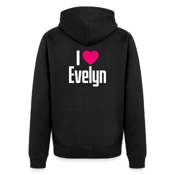 I Love Evelyn Pinkes Herz Ich liebe Evelyn - Unisex Premium Bio Zip Hoodie - Schwarz - Hinten - Nico (187cm)