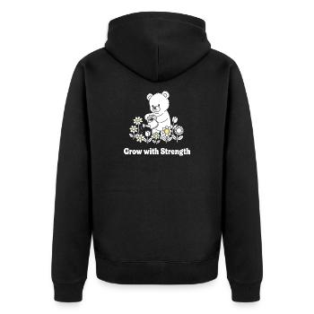 L’ours arrose les fleurs – la force grandit - Veste à capuche bio Premium Unisexe - noir - Dos - Nico (187cm)