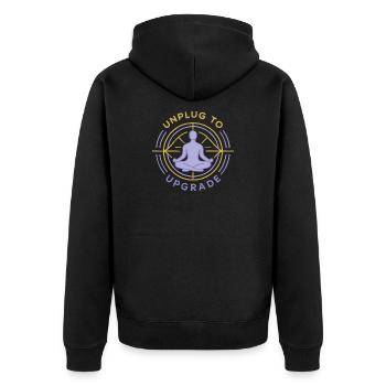 Meditation Upgrade - Unisex Premium Organic Zip Hoodie - black - Back - Nico (187cm)