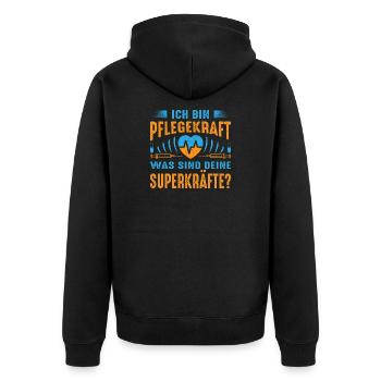 Pflegerin Geschenke Pflege Lustig Krankenpflegerin - Unisex Premium Bio Zip Hoodie - Schwarz - Hinten - Nico (187cm)