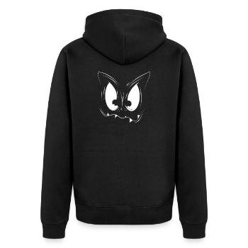 Süßes Monsterface – große Augen & Fänge - Unisex Premium Bio Zip Hoodie - Schwarz - Hinten - Nico (187cm)