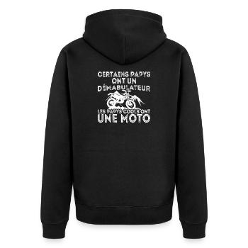 Lustiger Biker, coole Opa, haben ein Motorrad - Unisex Premium Bio Zip Hoodie - Schwarz - Hinten - Nico (187cm)