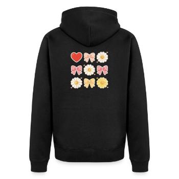 Pastel Daisy Bows Heart Pattern - Unisex Premium Organic Zip Hoodie - black - Back - Nico (187cm)