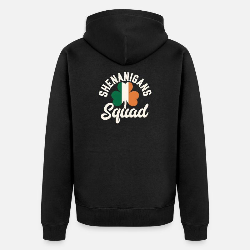 Irish Shenanigans Squad Shamrock Design - Unisex Premium Bio Zip Hoodie - Schwarz