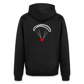 Paragleiter - Gleitschirm mit Herz - Valentinstag  - Unisex Premium Bio Zip Hoodie - Schwarz - Hinten - Nico (187cm)