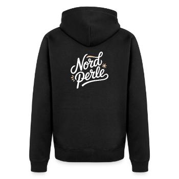 Nordperle Hamburg Nordsee Ostsee Norddeutsch Deern - Unisex Premium Bio Zip Hoodie - Schwarz - Hinten - Nico (187cm)