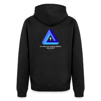 For with God, nothing shall be impossible. Hatch - Unisex Premium Organic Zip Hoodie - black - Back - Nico (187cm)