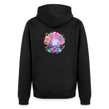 Moule fleurie avec des fleurs joyeuses - Veste à capuche bio Premium Unisexe - noir - Dos - Nico (187cm)
