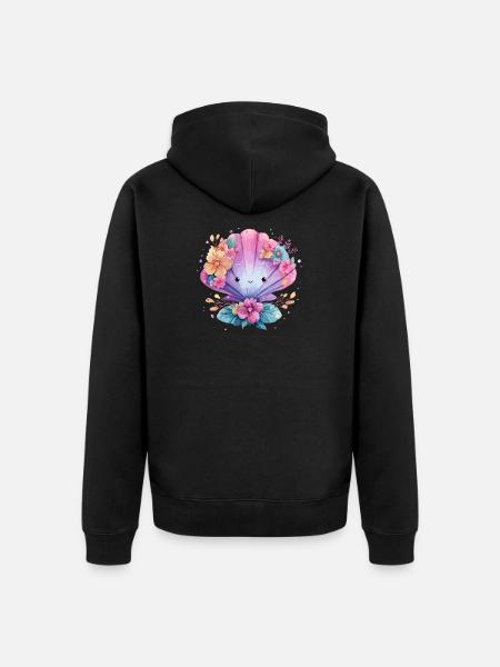 Flower mussel with cheerful flowers - Unisex Premium Organic Zip Hoodie - black