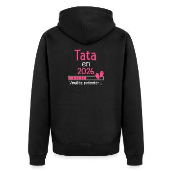 Tata en 2026 cadeau future Tante - Veste à capuche bio Premium Unisexe - noir - Dos - Nico (187cm)