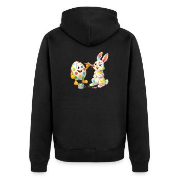 Œuf de Pâques drôle peint Joyeux lapin de Pâques - Veste à capuche bio Premium Unisexe - noir - Dos - Nico (187cm)
