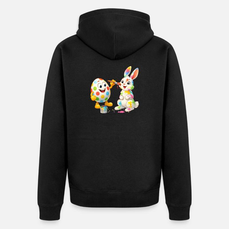 Œuf de Pâques drôle peint Joyeux lapin de Pâques - Veste à capuche bio Premium Unisexe - noir