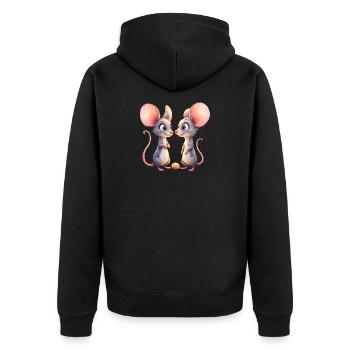 Petites souris face à face - Veste à capuche bio Premium Unisexe - noir - Dos - Nico (187cm)