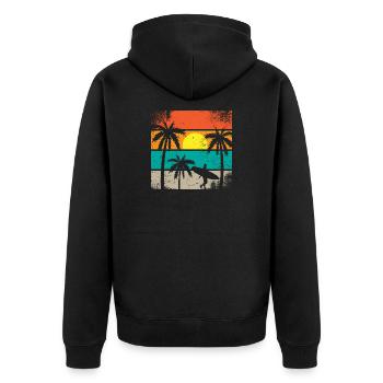 Sunset Surf Palm  - Unisex Premium Organic Zip Hoodie - black - Back - Nico (187cm)