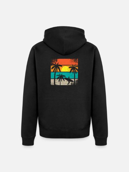 Sunset Surf Palm - Unisex Premium Bio Zip Hoodie - Schwarz