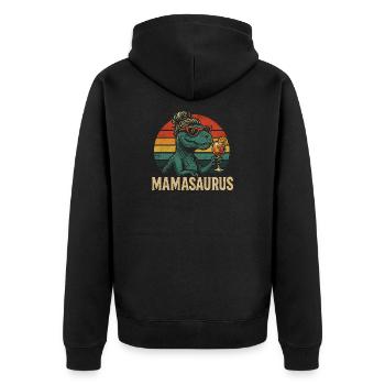 Mamasaurus Mama Mutter Geschenkidee Humor Lustig - Unisex Premium Bio Zip Hoodie - Schwarz - Hinten - Nico (187cm)