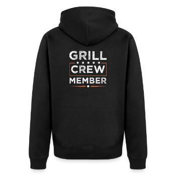 Grill Crew - Unisex Premium Bio Zip Hoodie - Schwarz - Hinten - Nico (187cm)
