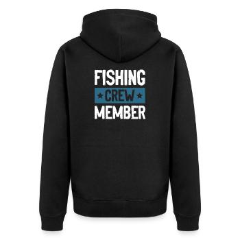Fishing Crew - Unisex Premium Bio Zip Hoodie - Schwarz - Hinten - Nico (187cm)