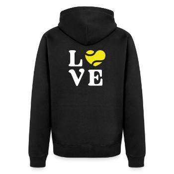 Tennis Love - Unisex Premium Organic Zip Hoodie - black - Back - Nico (187cm)