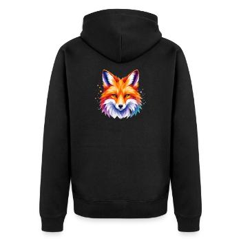 Fuchs Design – Polygon Fox Motiv für Tierliebhaber - Unisex Premium Bio Zip Hoodie - Schwarz - Hinten - Nico (187cm)
