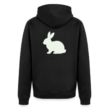 Zarte Kaninchen Silhouette - Unisex Premium Bio Zip Hoodie - Schwarz - Hinten - Nico (187cm)