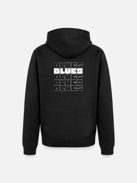 Fette Blues Wiederholungsrastertypografie - Unisex Premium Bio Zip Hoodie - Schwarz