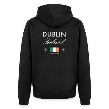 Dublin Irland Koordinaten Reise Souvenir - Unisex Premium Bio Zip Hoodie - Schwarz - Hinten - Nico (187cm)
