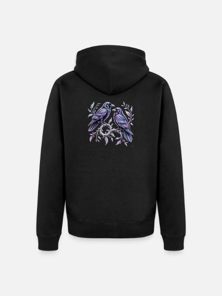 Black Ravens Schmiedeeisenzweig-Design. - Unisex Premium Bio Zip Hoodie - Schwarz