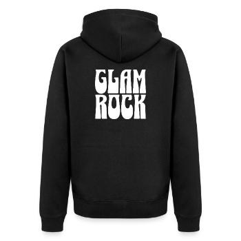 Glam-Rock-Typografie - Unisex Premium Bio Zip Hoodie - Schwarz - Hinten - Nico (187cm)