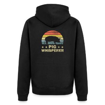 Schwein Schweine - Unisex Premium Bio Zip Hoodie - Schwarz - Hinten - Nico (187cm)
