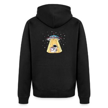 OVNI extraterrestre avec motif licorne et astronaute - Veste à capuche bio Premium Unisexe - noir - Dos - Nico (187cm)