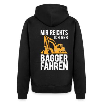 Baggerführer Bagger fahren Männer Baggerfahrer Spr - Unisex Premium Bio Zip Hoodie - Schwarz - Hinten - Nico (187cm)