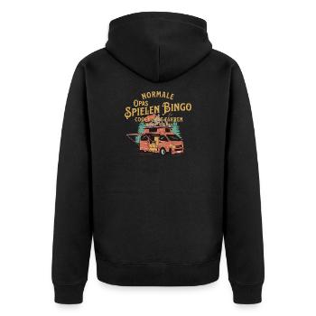 Normale Opas Spielen Bingo - Unisex Premium Bio Zip Hoodie - Schwarz - Hinten - Nico (187cm)
