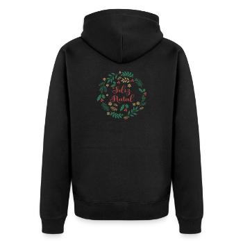 Feliz Natal Merry Christmas Merry Christmas - Unisex Premium Organic Zip Hoodie - black - Back - Nico (187cm)