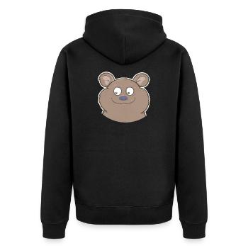 Bear - Unisex Premium Organic Zip Hoodie - black - Back - Nico (187cm)