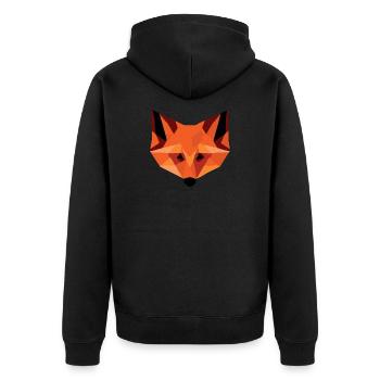 Geometrischer Fuchskopf | Modernes Low-Poly-Tier - Unisex Premium Bio Zip Hoodie - Schwarz - Hinten - Nico (187cm)